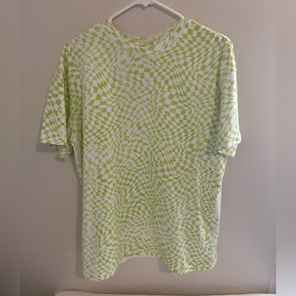 Men’s Y2K Style Lime Green Crew Neck Short Sleeve Tee Shirt SZ Large